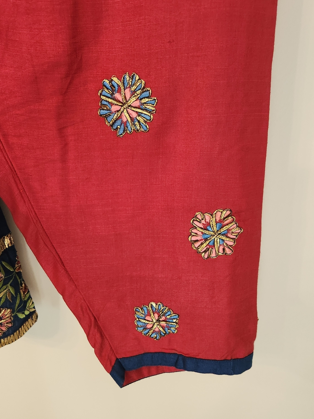 Women Indian Salwar Kameez Set - Navy Blue & Pink Embroidered - Picture 14 of 16